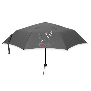 white flower tendril with heart - Umbrella (small) - grey - Front