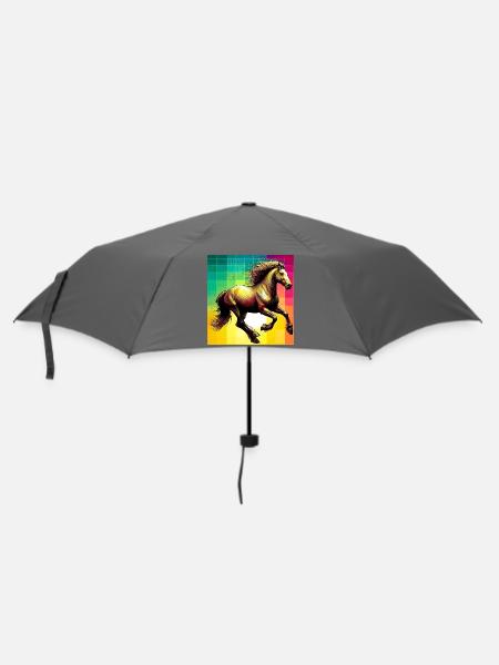 Pferd - Regenschirm (klein) - Grau