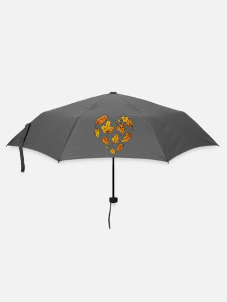 Herbstliches Herzblattmuster - Regenschirm (klein) - Grau