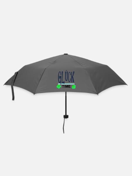 Glück-Time Neon mit Kleeblättern - Regenschirm (klein) - Grau
