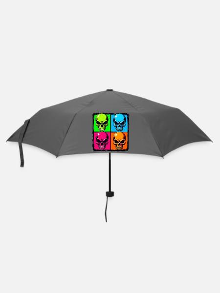 Bunte Totenköpfe - Regenschirm (klein) - Grau