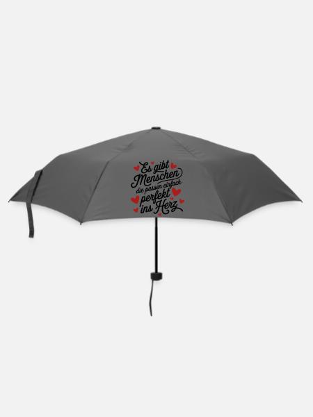 Es gibt Menschen die passen perfekt ins Herz - Regenschirm (klein) - Grau