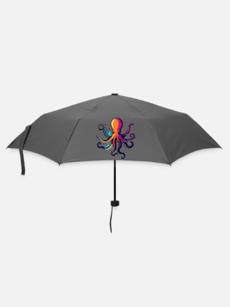 Bunter Oktopus Neon Tintentraum - Regenschirm (klein) - Grau