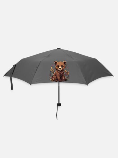 Kleines Bärenbaby im Herbstwald - Regenschirm (klein) - Grau