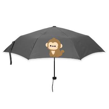 Kawaii Rhesus-Makaken-Plüsch-Illustration - Regenschirm (klein) - Grau - Vorne