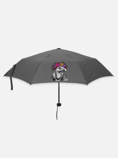 Blütenkranz-Vogelporträt - Regenschirm (klein) - Grau