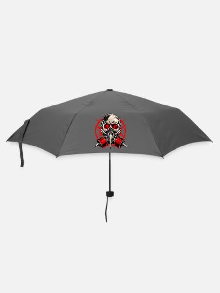 Red Skull Gasmasken-Illustration - Regenschirm (klein) - Grau