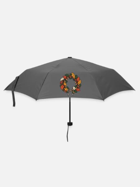 Kranzbinden – Herbstzauber von Hand - Regenschirm (klein) - Grau