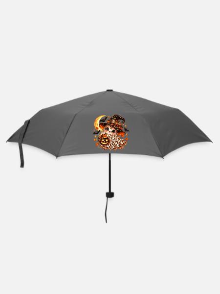 Leopardengeist im Halloweenhut - Regenschirm (klein) - Grau