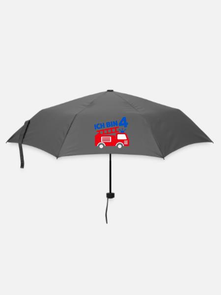 Ich bin 4 Feuerwehr - Regenschirm (klein) - Grau