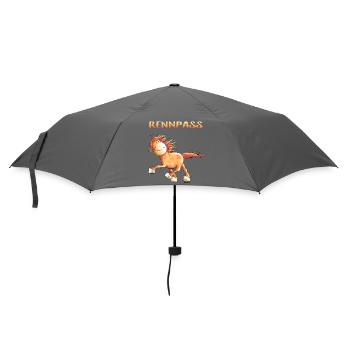 Rennpass Islandpferd - Comic - Fun - Regenschirm (klein) - Grau - Vorne