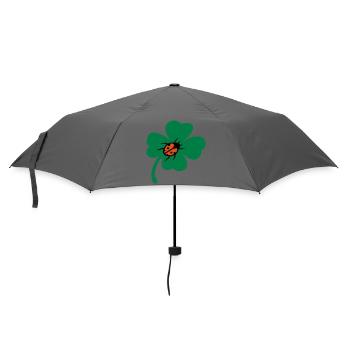 Glück Kleeblatt Marienkäfer - Regenschirm (klein) - Grau - Vorne