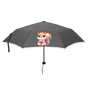 The cute squirrel enjoys a colorful ice cream - Umbrella (small) - grey - Front