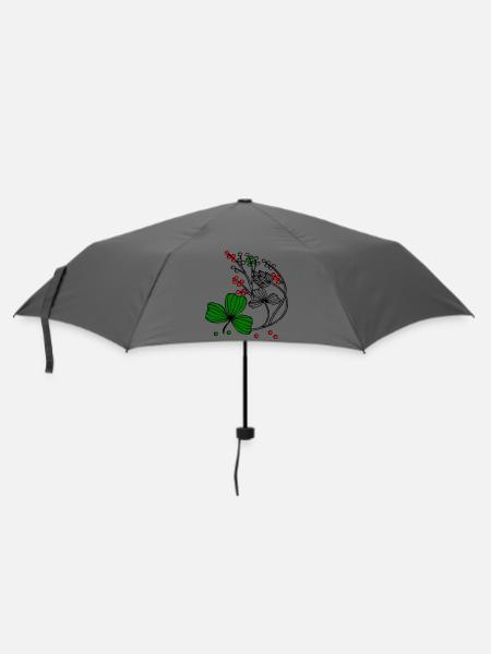 Wildblumen mit roten und grünen Beeren - Regenschirm (klein) - Grau