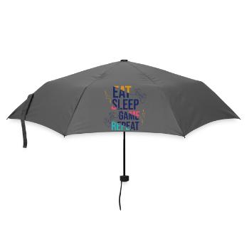 Eat Sleep Spielwiederholung – Lustiges Gamer-Design - Regenschirm (klein) - Grau - Vorne