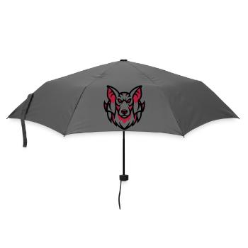 Weisser Wolf Maskottchen - Regenschirm (klein) - Grau - Vorne