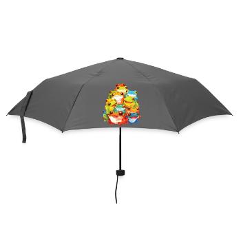 Bunte Frösche Ensemble Illustration - Regenschirm (klein) - Grau - Vorne