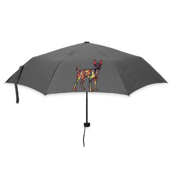 Dobermann Hund Halloween Comic Lustig - Regenschirm (klein) - Grau - Vorne