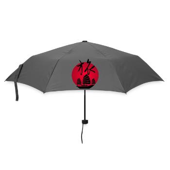 Journey to Asia and the red sun (black) - Umbrella (small) - grey - Front