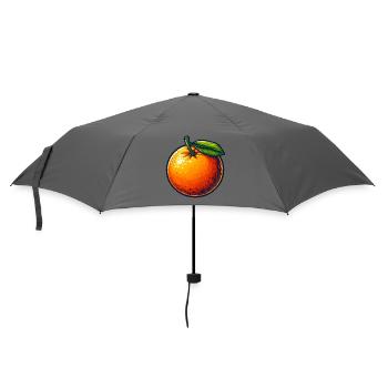 Mandarine mit Blatt - Regenschirm (klein) - Grau - Vorne