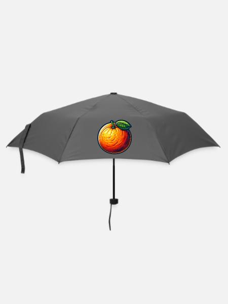 Bunt illustriertes Orange - Regenschirm (klein) - Grau