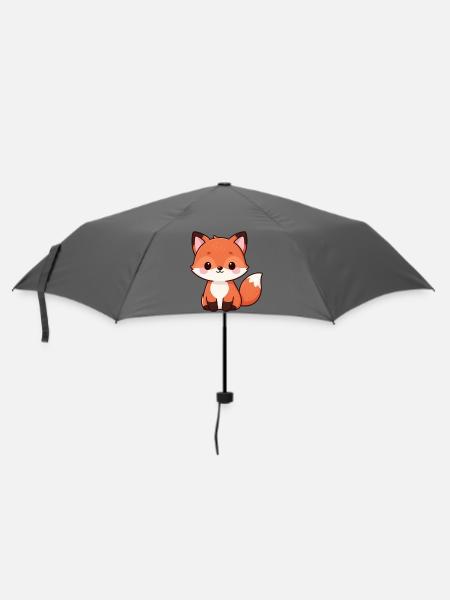 Niedlicher Fuchs Kawaii Geschenk  - Regenschirm (klein) - Grau