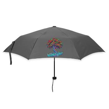 Baum des Lebens – Psychedelic Regenbogen Motiv - Regenschirm (klein) - Grau - Vorne