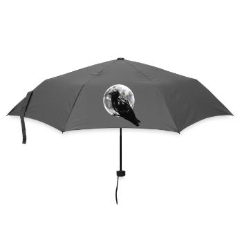 Black Raven with Moon Halloween Gift - Umbrella (small) - grey - Front