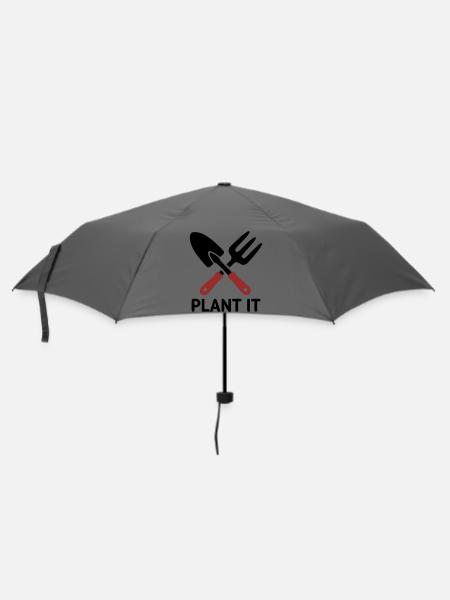 Gartenwerkzeug Plant It Logo - Regenschirm (klein) - Grau