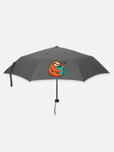 Cozy Sloth Kaffeetasse Kunst - Regenschirm (klein) - Grau