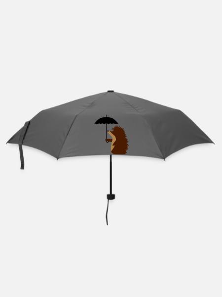 Igel mit Schirm - Regenschirm (klein) - Grau