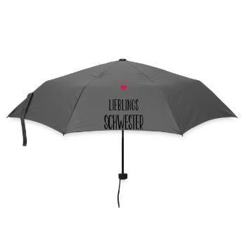Schwester Lieblingsschwester Herz Geschenk - Regenschirm (klein) - Grau - Vorne