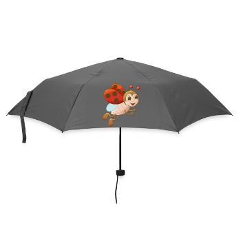 niedlicher Comic Marienkäfer - Regenschirm (klein) - Grau - Vorne