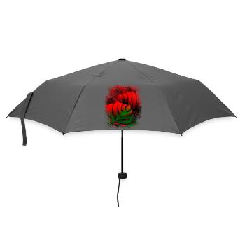 Motif avec des plantes Monstera Fougère Feuilles Rouge Vert - Parapluie standard - bruyère - Devant