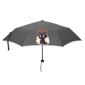 Zen-Katze Namaste - Regenschirm (klein) - Grau - Vorne