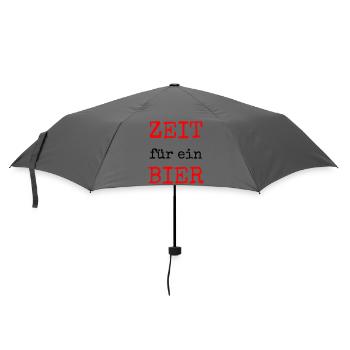 Zeit für ein Bier – Lustiges Spruchdesign - Regenschirm (klein) - Grau - Vorne