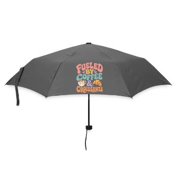 Croissants Kawaii Kaffee - Regenschirm (klein) - Grau - Vorne