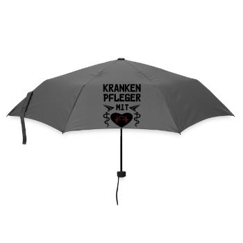 Krankenpfleger mit Herz Geschenk - Regenschirm (klein) - Grau - Vorne