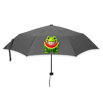 Cheerful frog toad with watermelon summer - Umbrella (small) - grey - Front