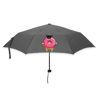 Donut Pug Dog in Pink Frosting - Umbrella (small) - grey - Front