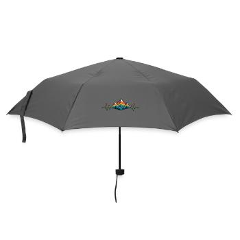 Berge im Herzschlag – Wanderliebe Retro - Regenschirm (klein) - Grau - Vorne