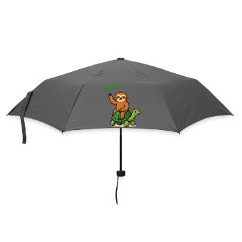 Hello sloth on turtle - Umbrella (small) - grey - Front