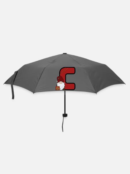 Weihnachts-C mit Santa und Geschenk - Regenschirm (klein) - Grau