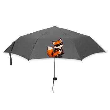 Fuchs mit Sonnenbrille und Kürbiscape - Regenschirm (klein) - Grau - Vorne