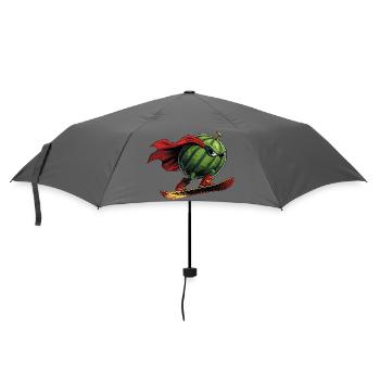 Superheld Wassermelone Auf Snowboard Action - Regenschirm (klein) - Grau - Vorne