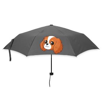 Adorable cartoon rider puppy head - Umbrella (small) - grey - Front