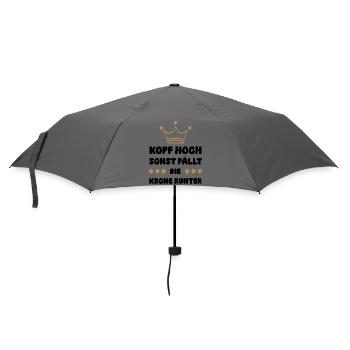 Kopf hoch sonst fällt das Krönchen runter - Regenschirm (klein) - Grau - Vorne