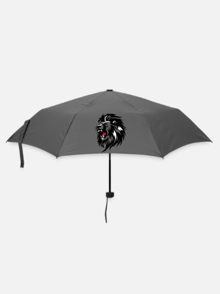 Rowing Lion Silhouette with Red Tongue - Umbrella (small) - grey
