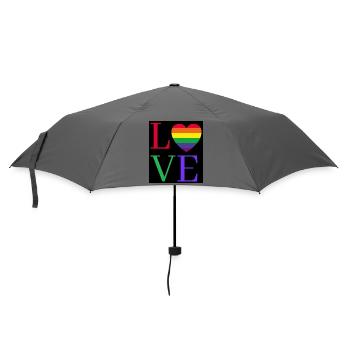 Rainbow Love Heart Pride Sticker - Regenschirm (klein) - Grau - Vorne