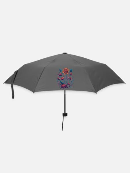 Rosen Vaporwave Blumenstrauß - Regenschirm (klein) - Grau
